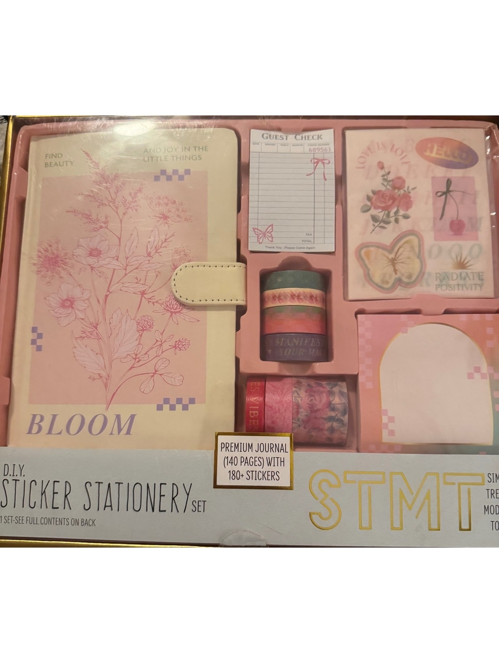 DIY Bloom Sticker Stationery Set with Premium Journal, 180+ Stickers, Decorative